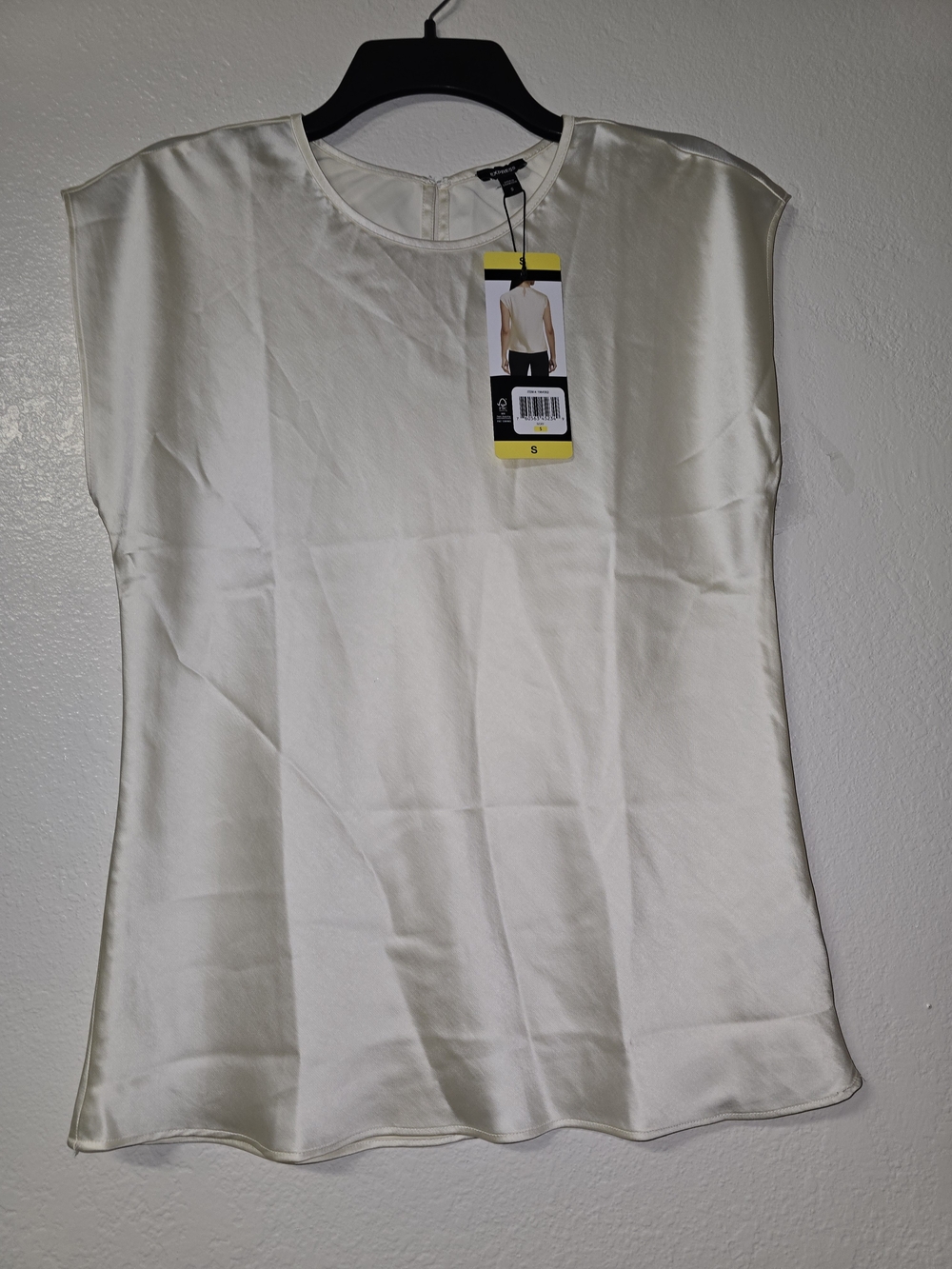 Express Cream Satin Cap-Sleeve Blouse